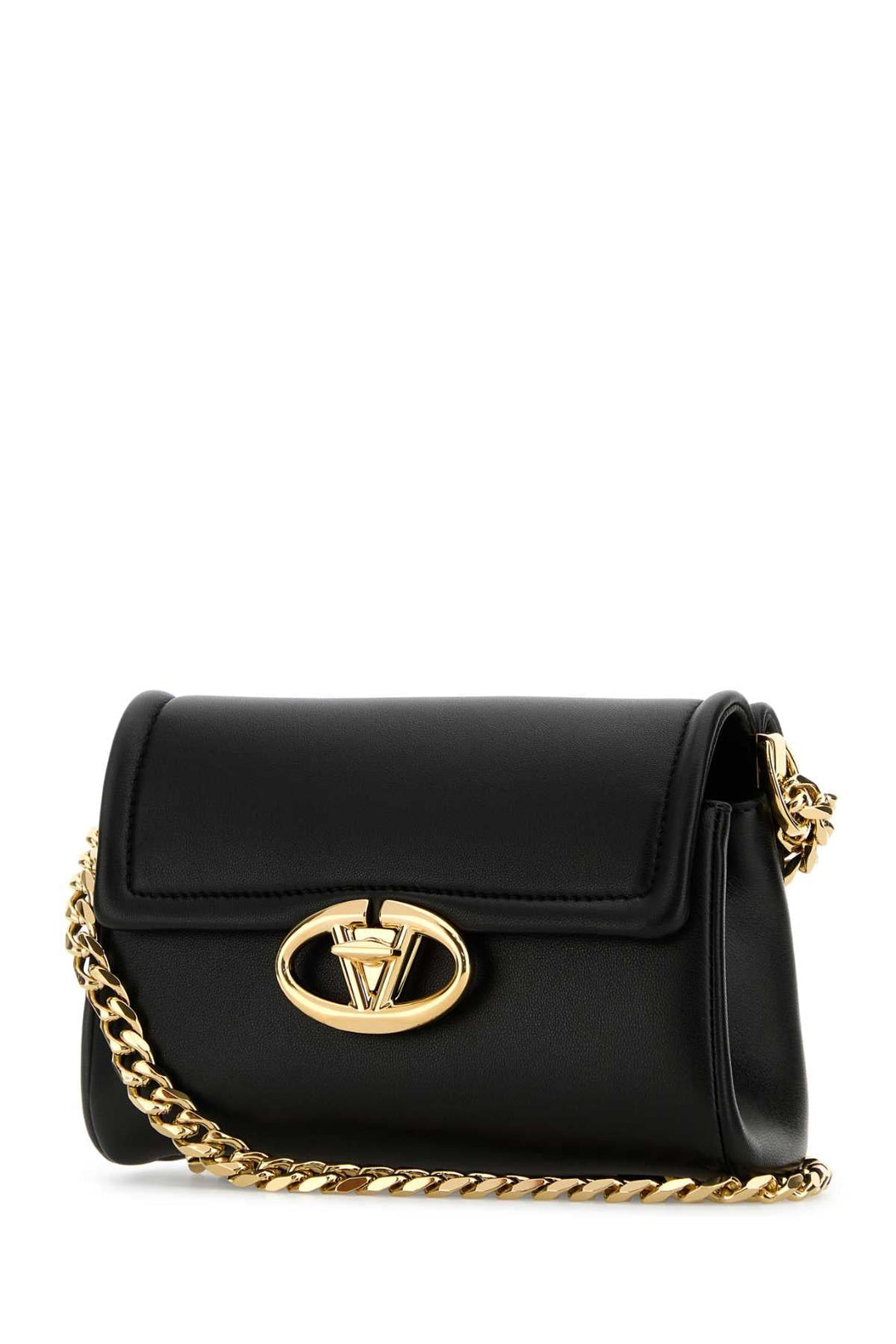 Valentino Garavani Women Black Leather Vlogo Shoulder Bag