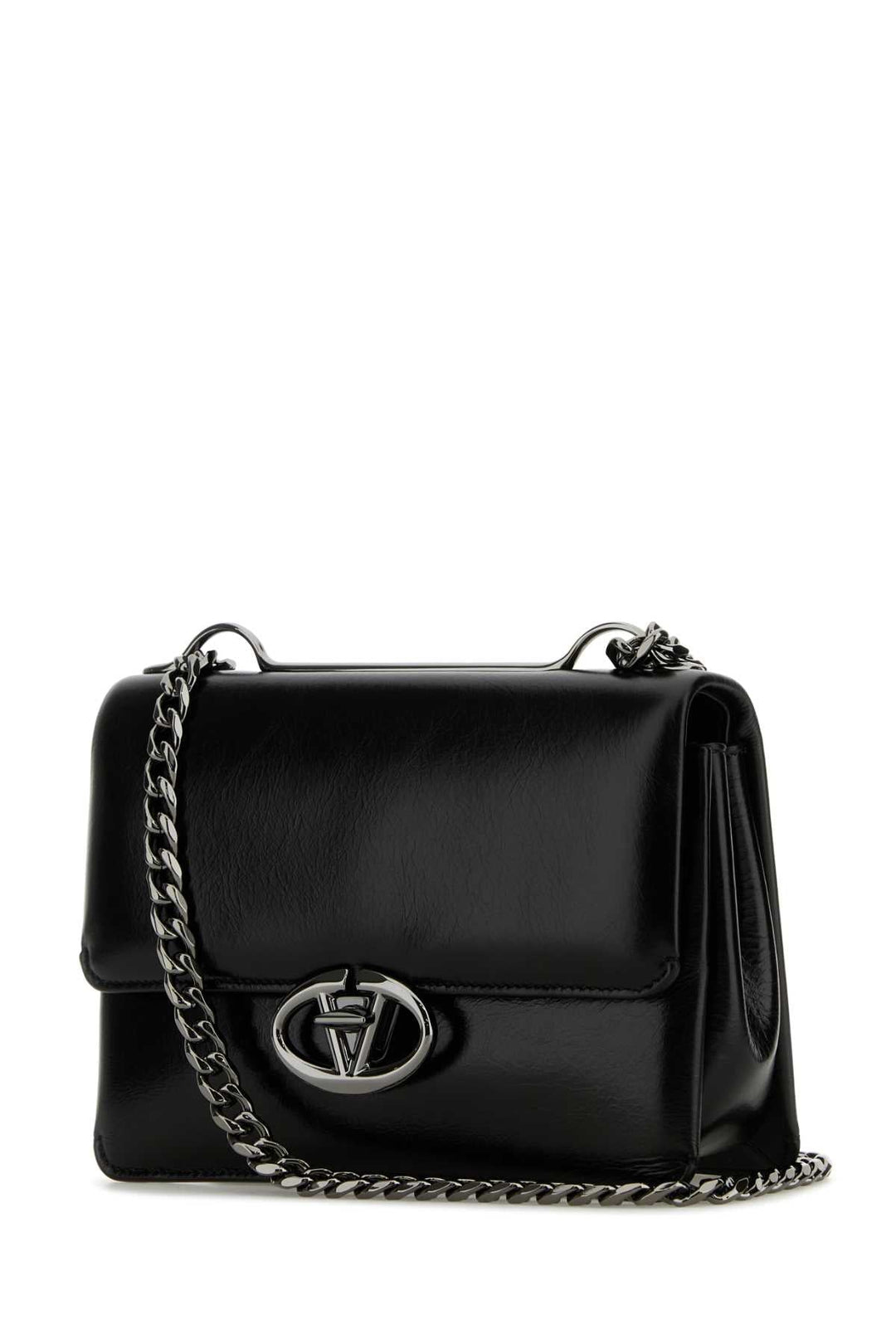 Valentino Garavani Women Black Leather Small Vlogo Shoulder Bag