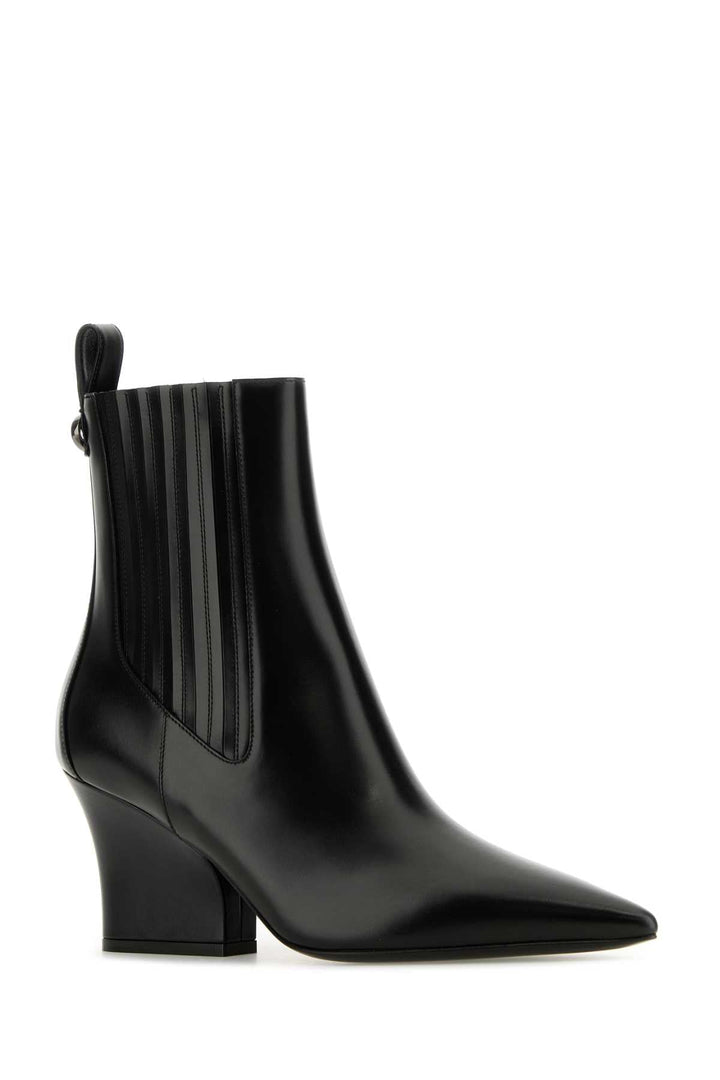 Valentino Garavani Women Black Leather Vlogo Lockette Ankle Boots