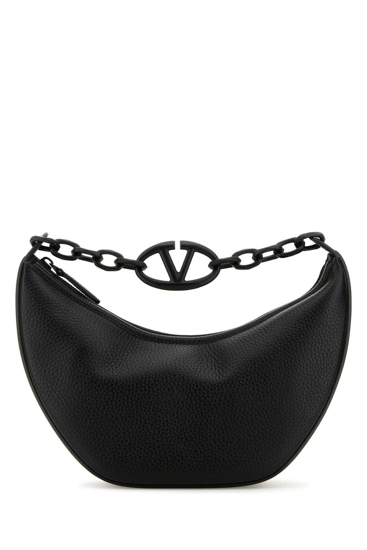 Valentino Garavani Women Black Leather Hobo Vlogo Moon Handbag
