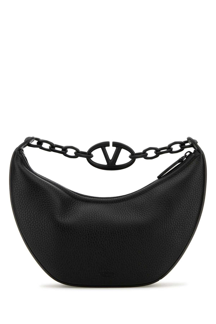Valentino Garavani Women Black Leather Hobo Vlogo Moon Handbag