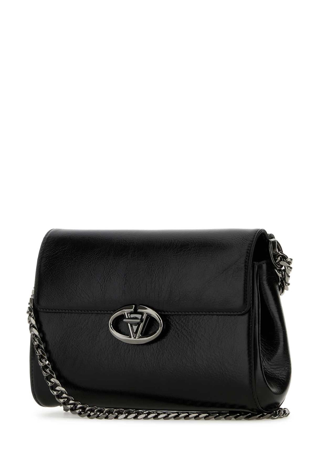 Valentino Garavani Women Black Leather Vlogo Shoulder