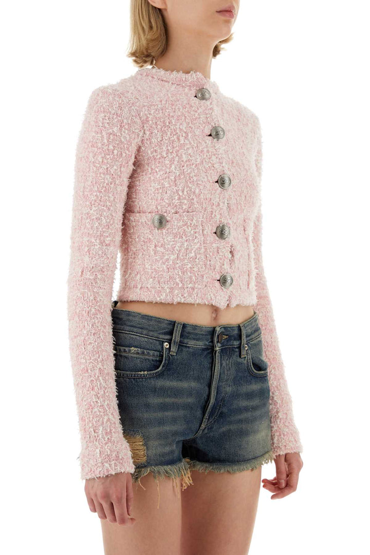 Balenciaga Women Pink Tweed Cardigan