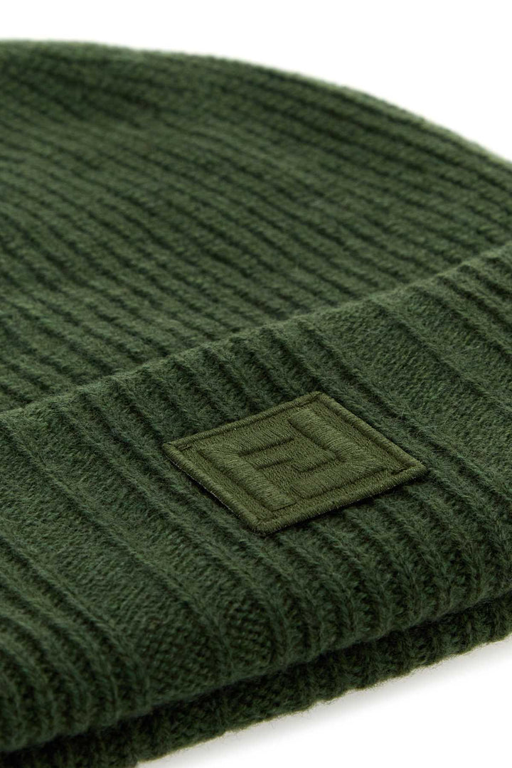 Fendi Men Green Wool Blend Beanie Hat