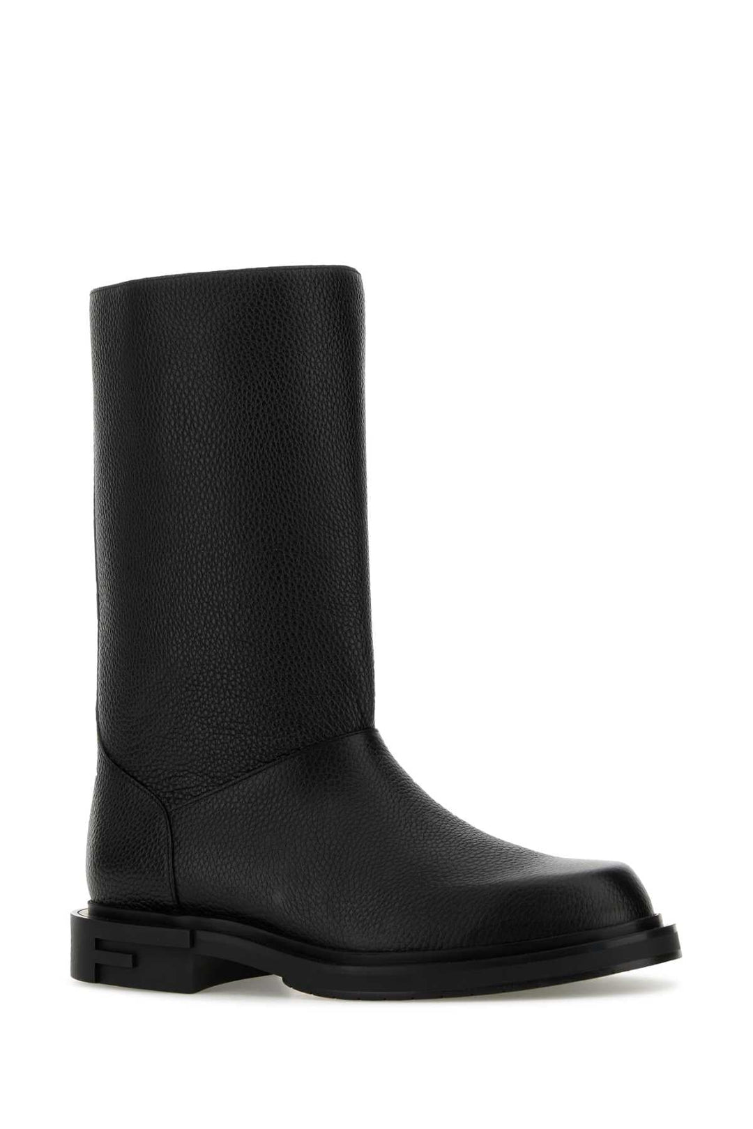 Fendi Men Black Leather Frame Boots