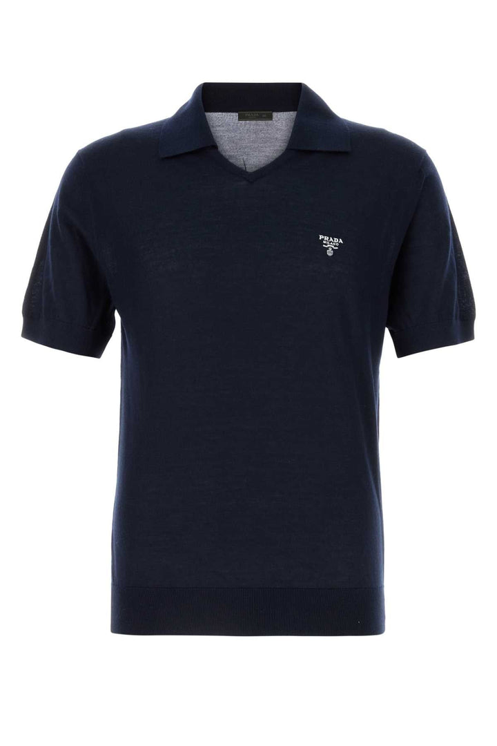 Prada Men Midnight Blue Cashmere Polo Shirt