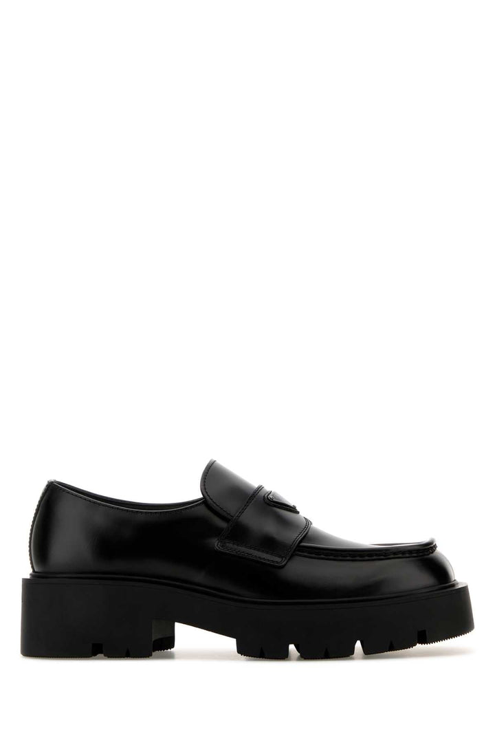 Prada Men Black Leather Loafers