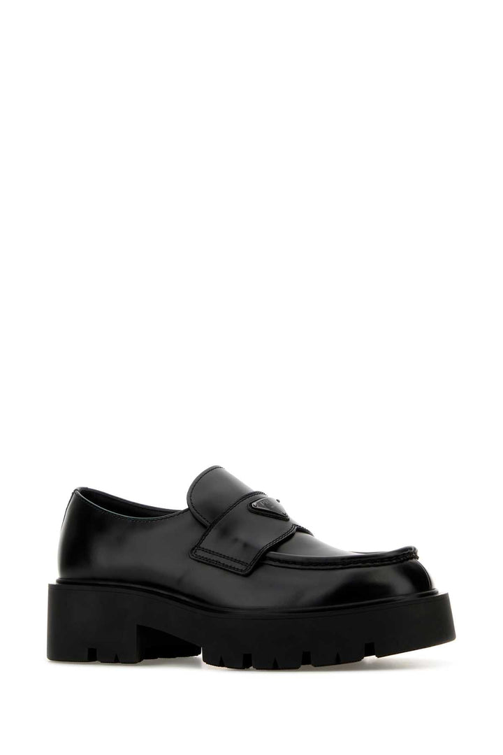 Prada Men Black Leather Loafers