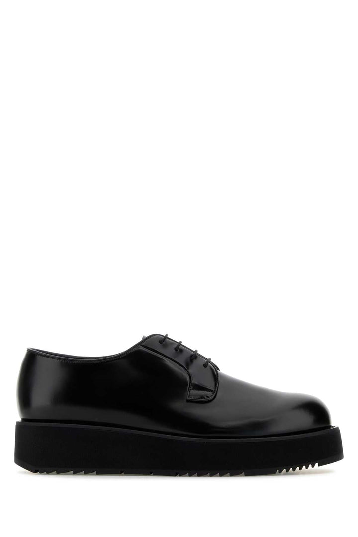 Prada Men Black Leather Lace-Up Shoes