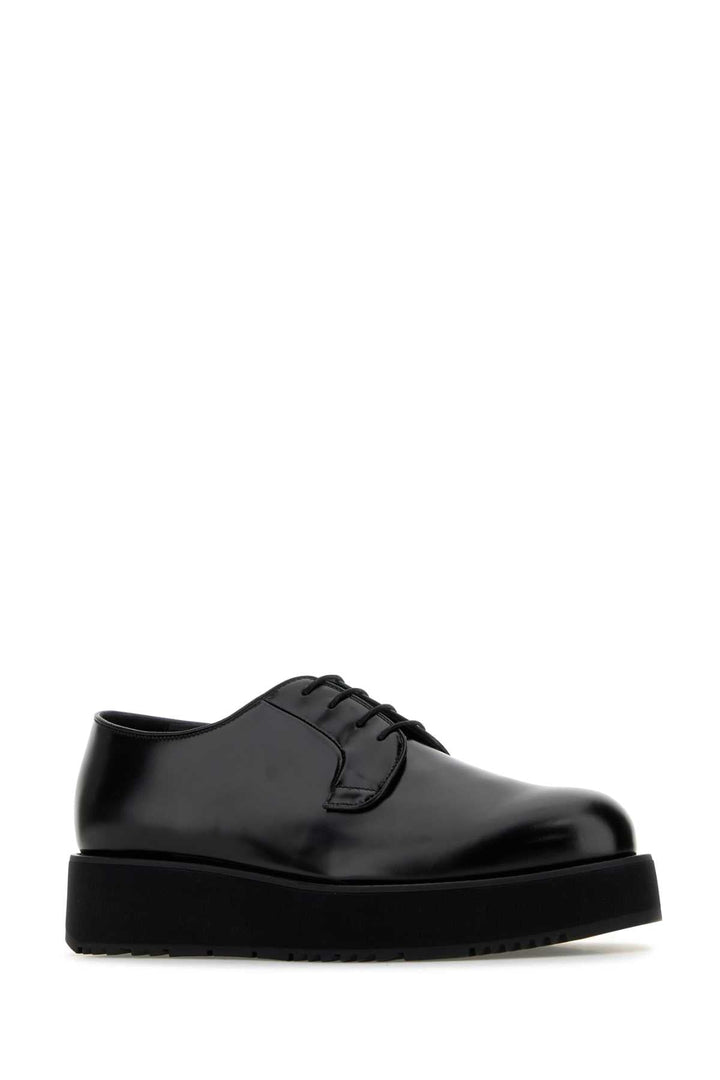 Prada Men Black Leather Lace-Up Shoes
