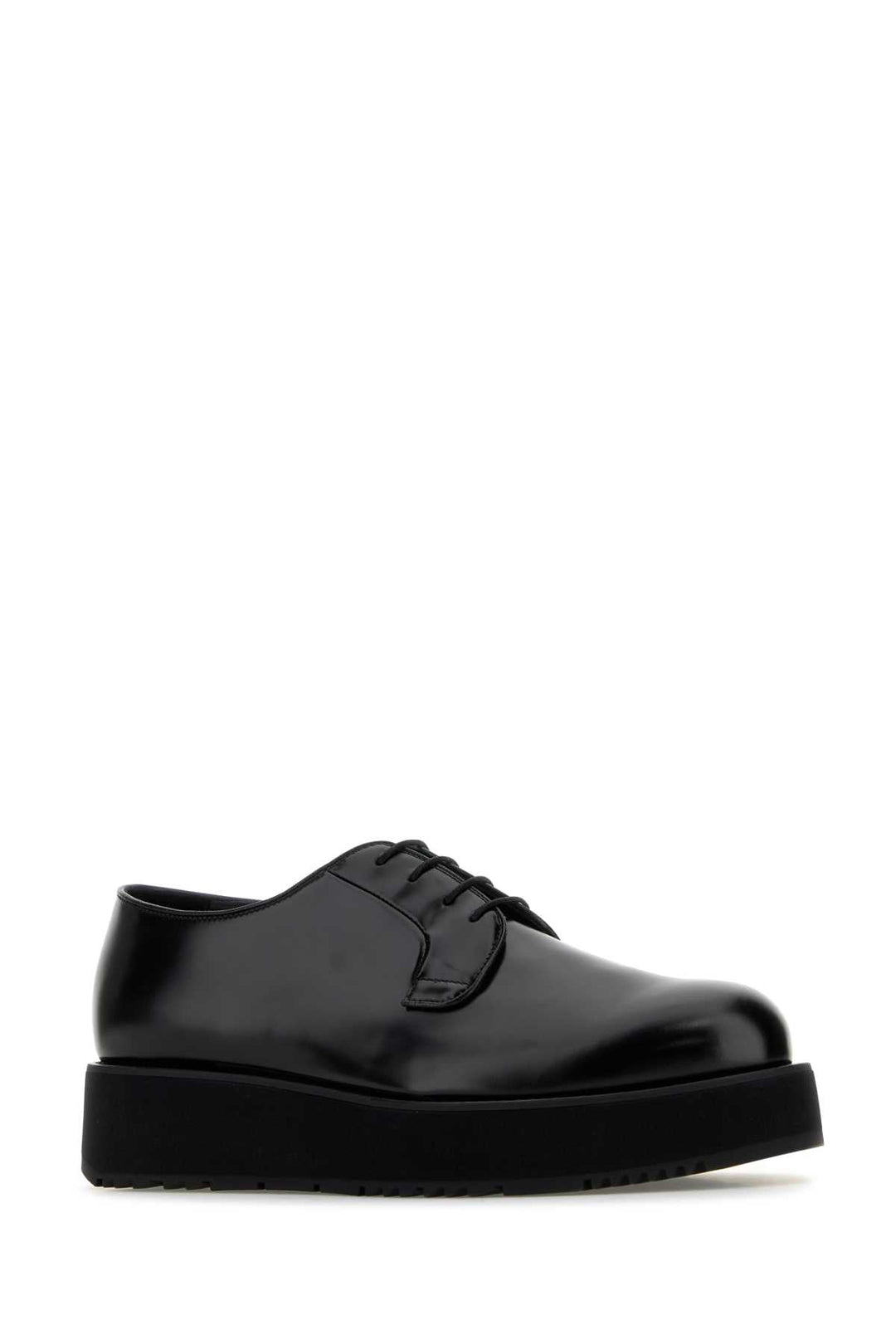 Prada Men Black Leather Lace-Up Shoes