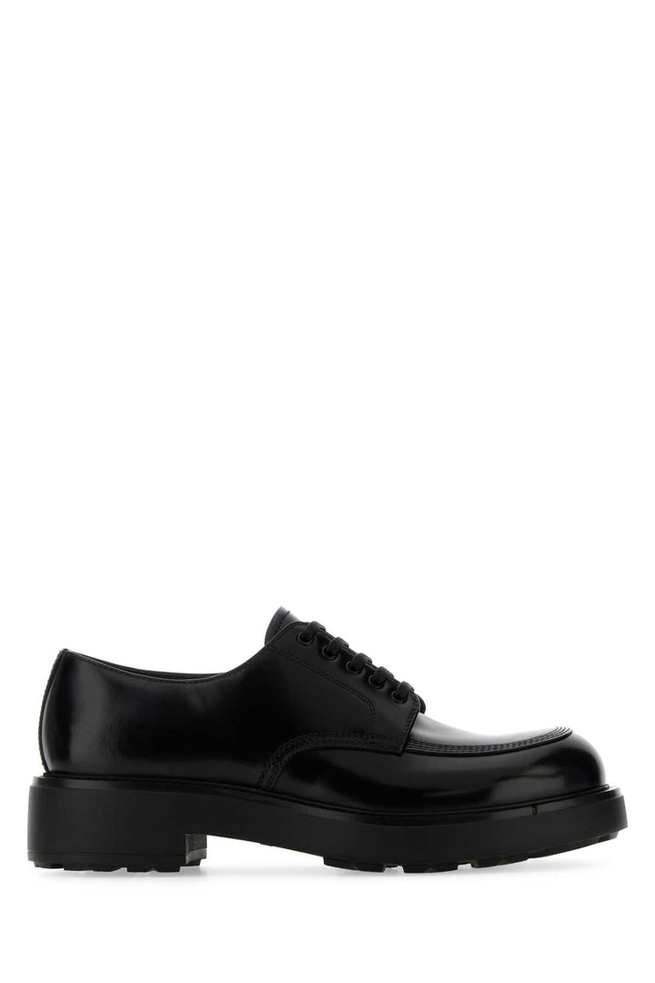 Prada Men Black Leather Lace-Up Shoes