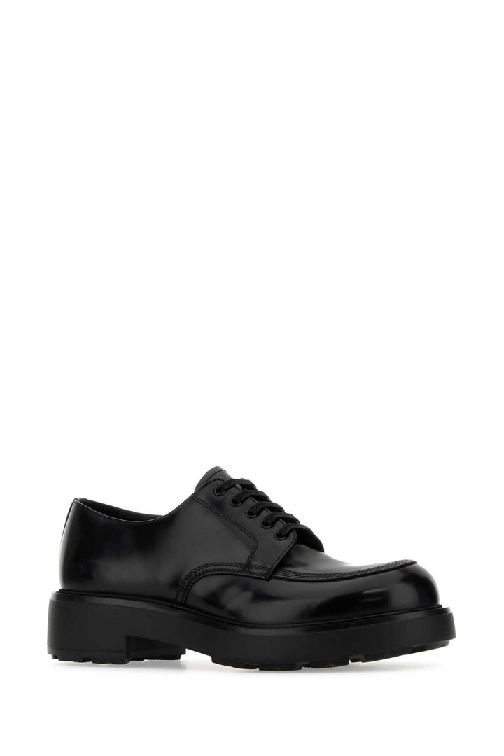 Prada Men Black Leather Lace-Up Shoes