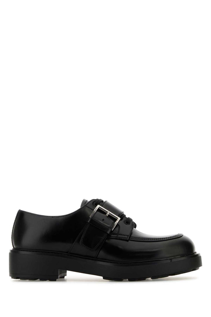 Prada Men Black Leather Lace-Up Shoes