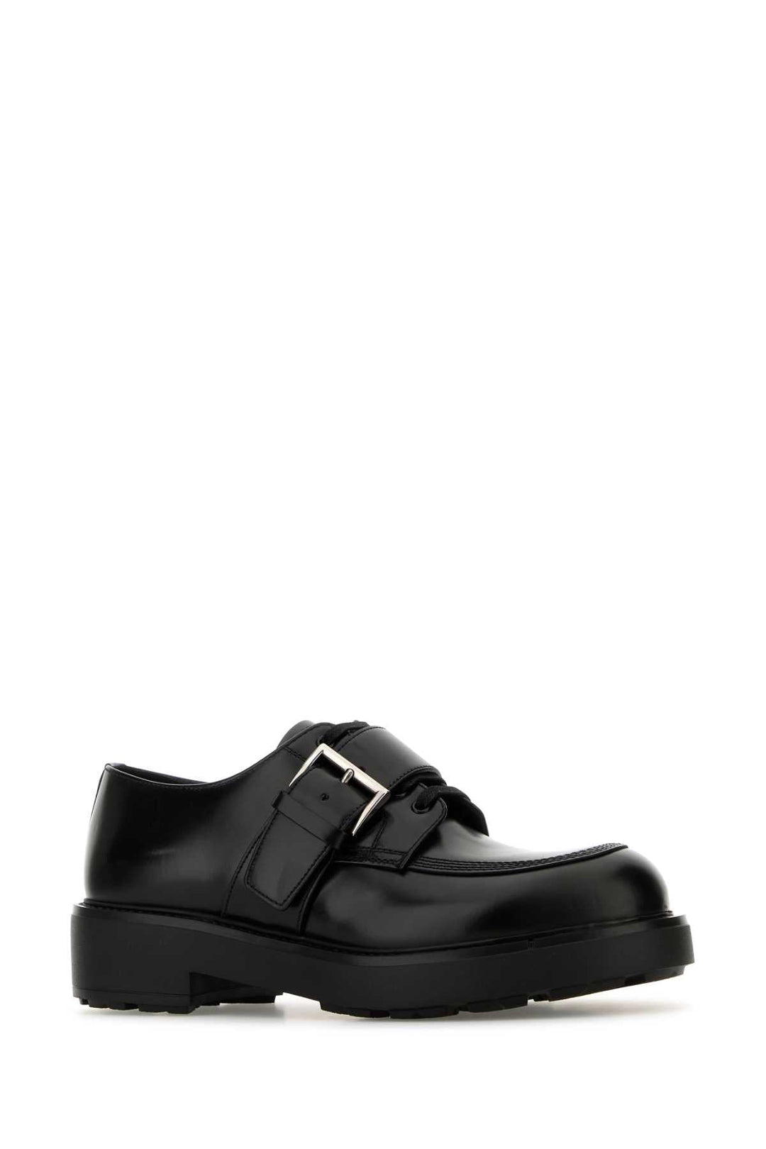 Prada Men Black Leather Lace-Up Shoes