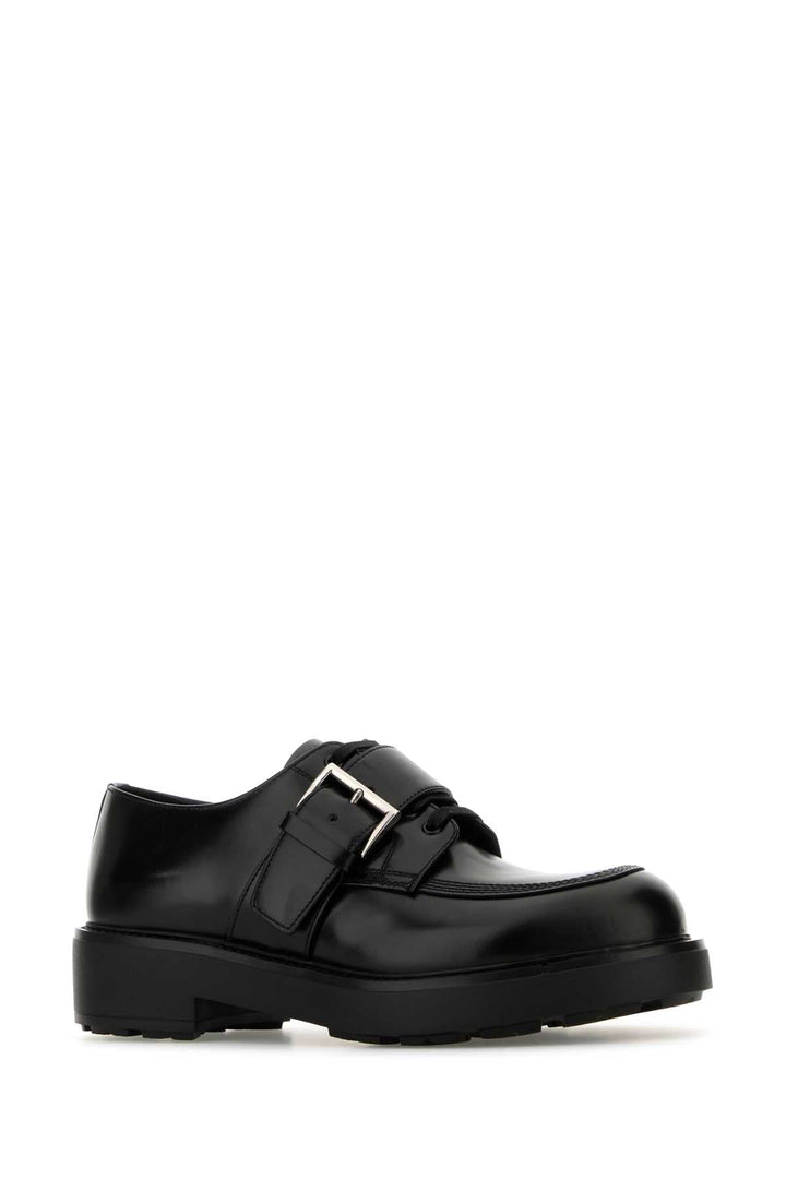 Prada Men Black Leather Lace-Up Shoes