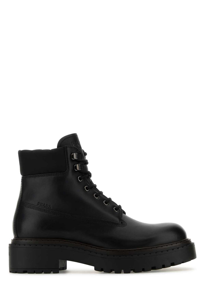 Prada Men Black Leather Ankle Boots
