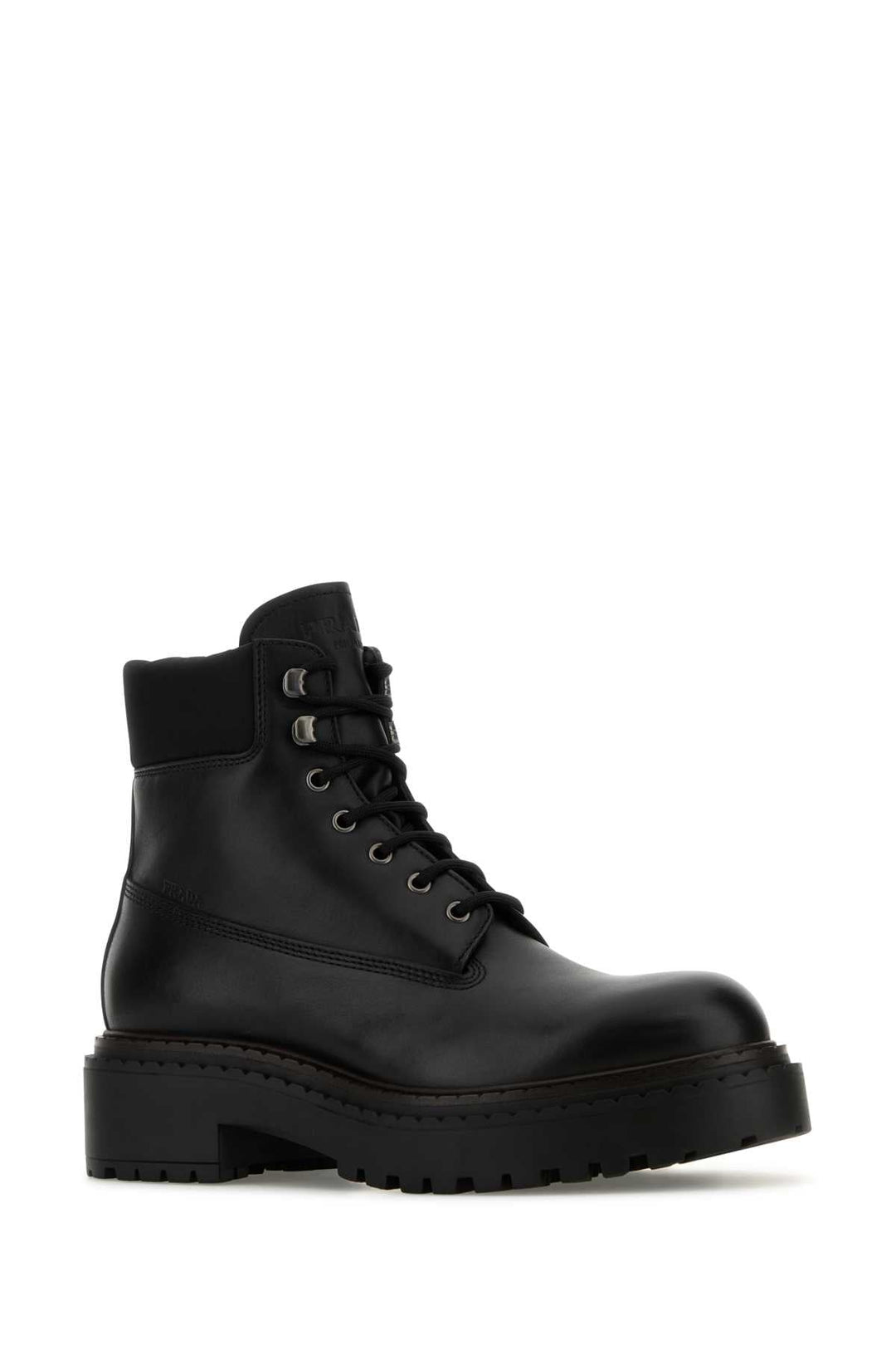 Prada Men Black Leather Ankle Boots