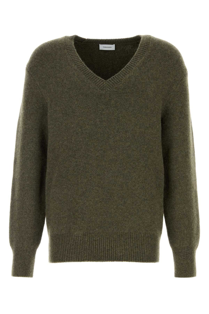 Salvatore Ferragamo Men Dark Green Cashmere Sweater