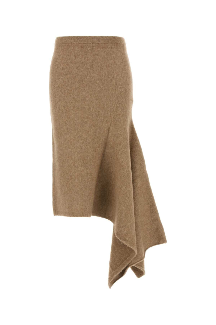 Salvatore Ferragamo Women Camel Stretch Alpaca Blend Skirt