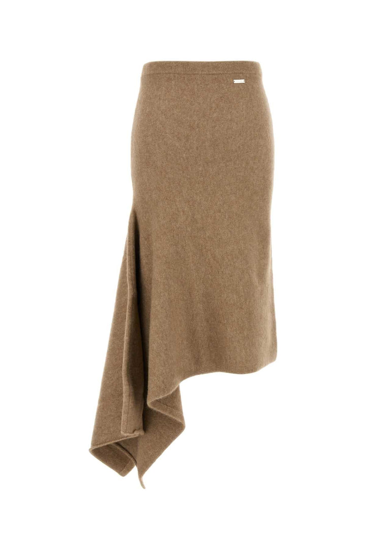 Salvatore Ferragamo Women Camel Stretch Alpaca Blend Skirt