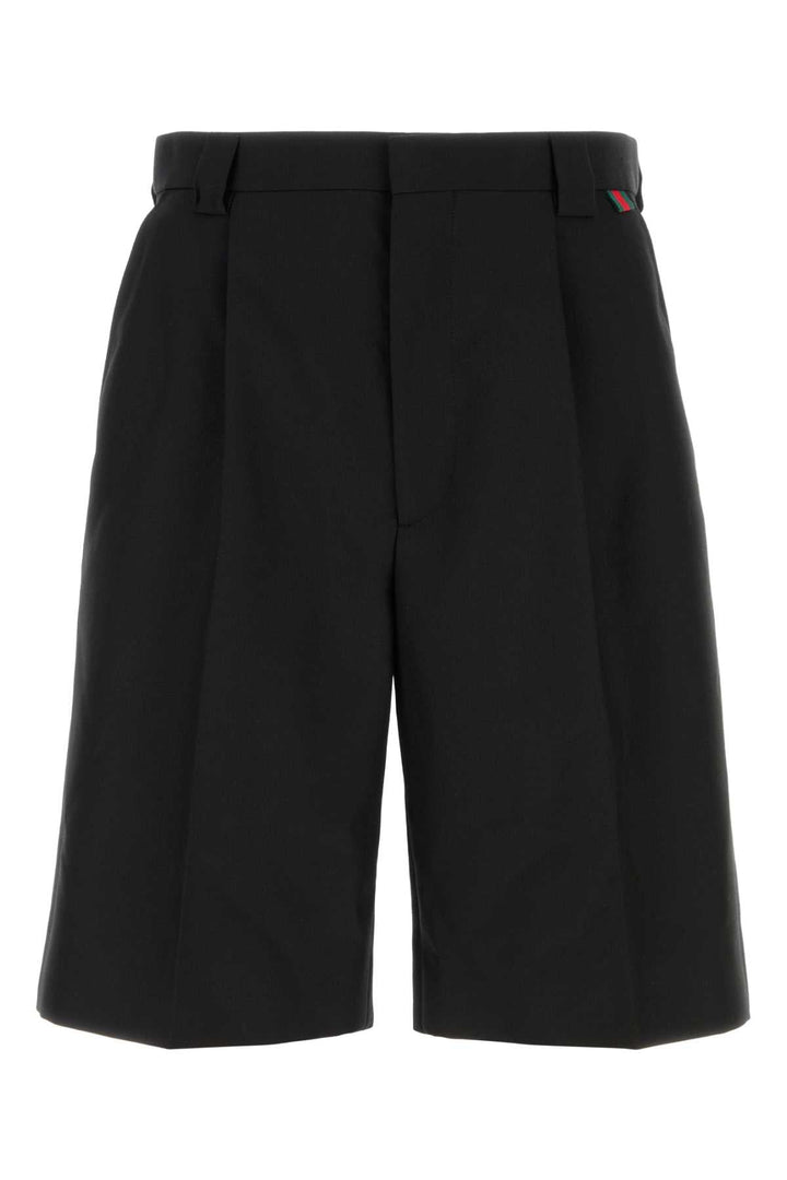 Gucci Men Black Twill Bermuda Shorts