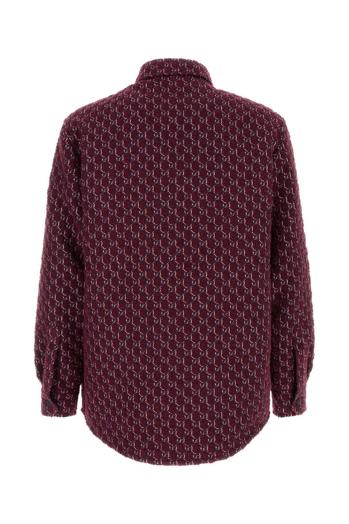 Gucci Men Burgundy Boucle Padded Shirt