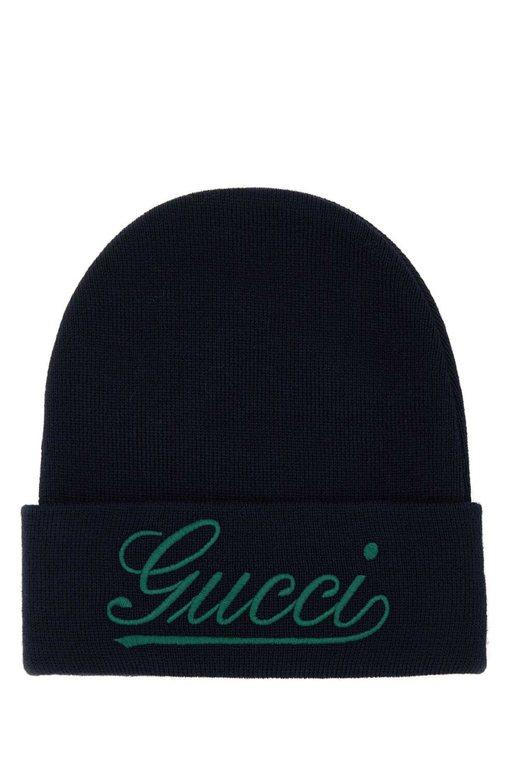 Gucci Men Dark Blue Wool Beanie Hat