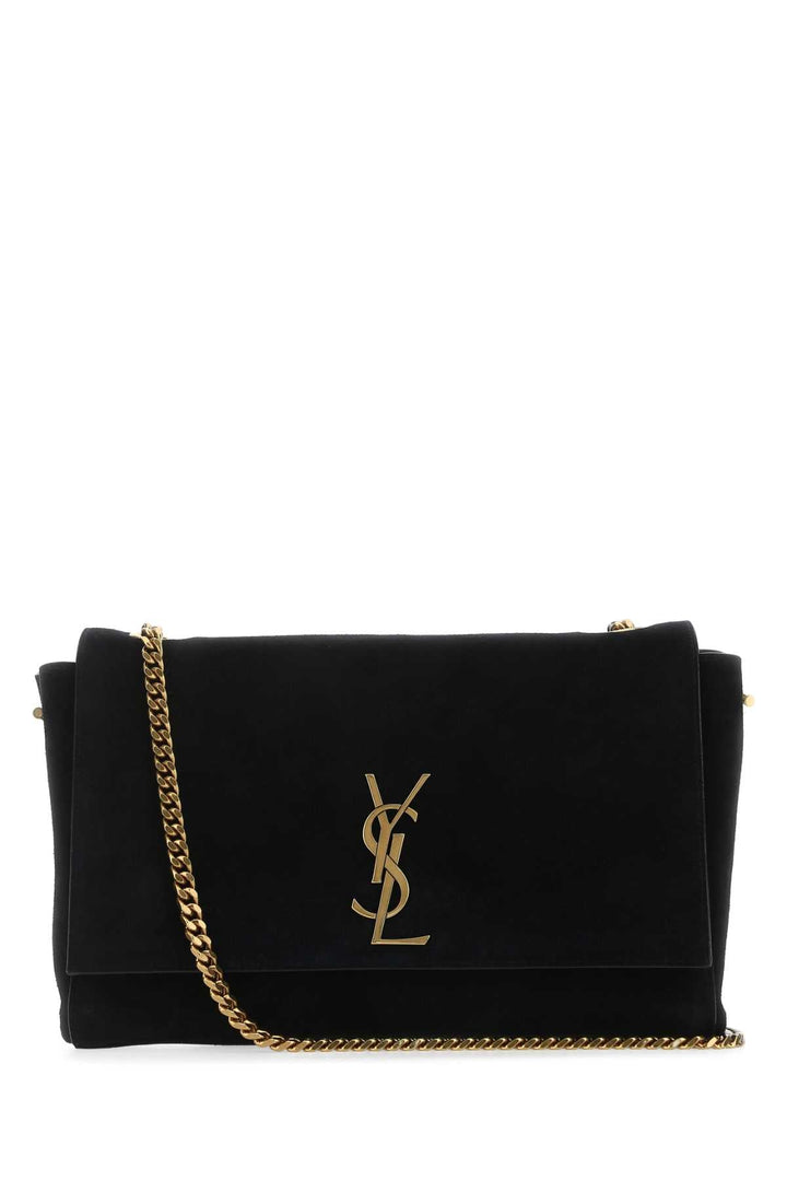 Saint Laurent Women Black Suede Medium Kate Shoulder Bag