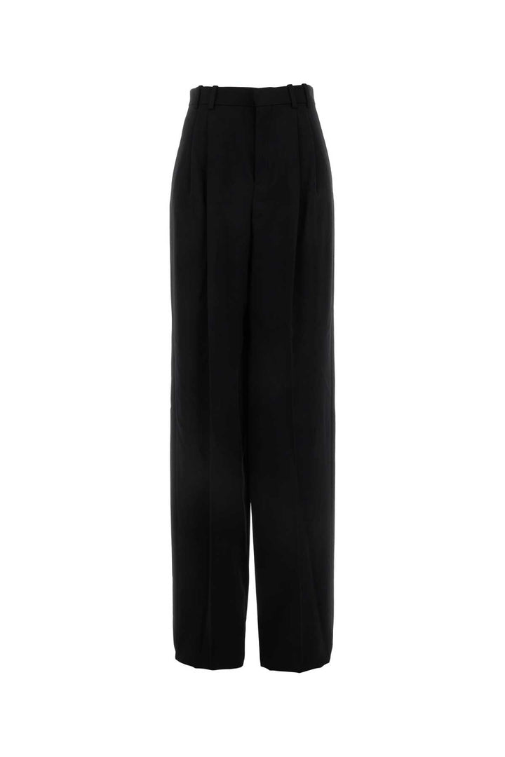 Saint Laurent Women Black Wool Wide-Leg Pant
