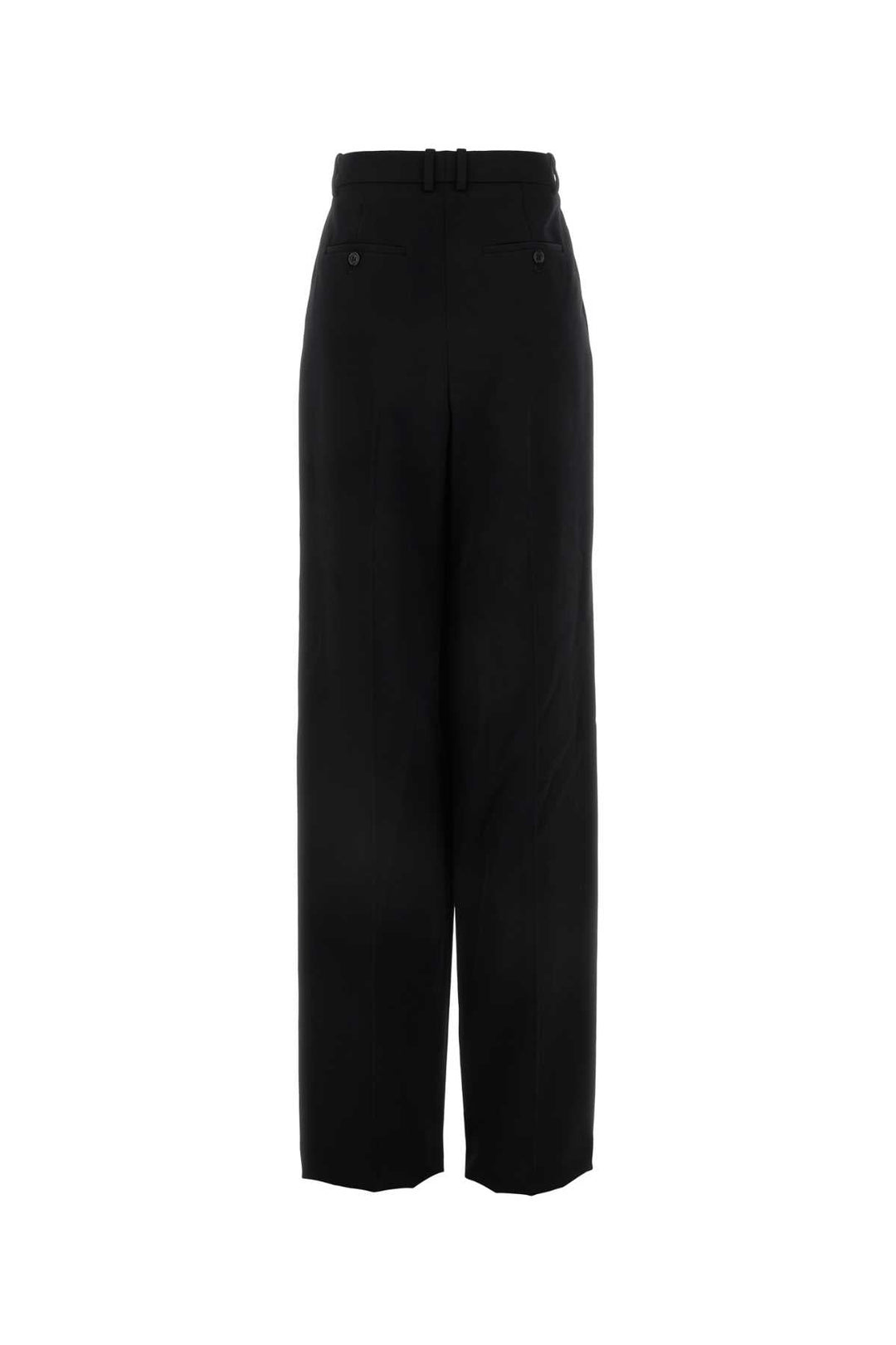 Saint Laurent Women Black Wool Wide-Leg Pant