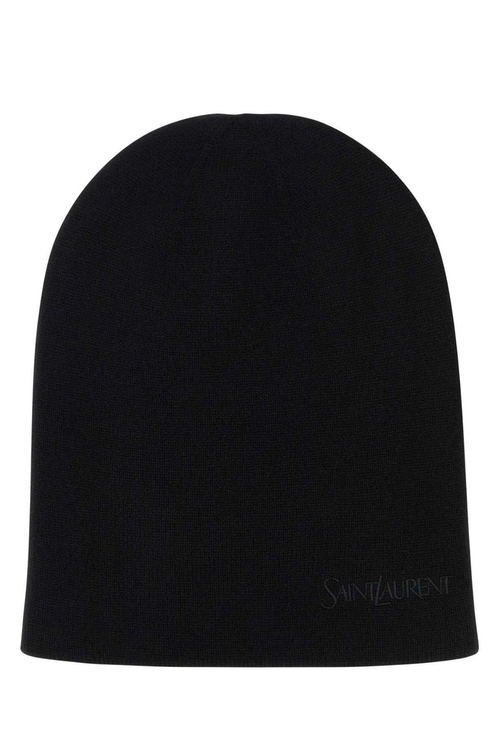 Saint Laurent Women Black Cashmere Beanie Hat