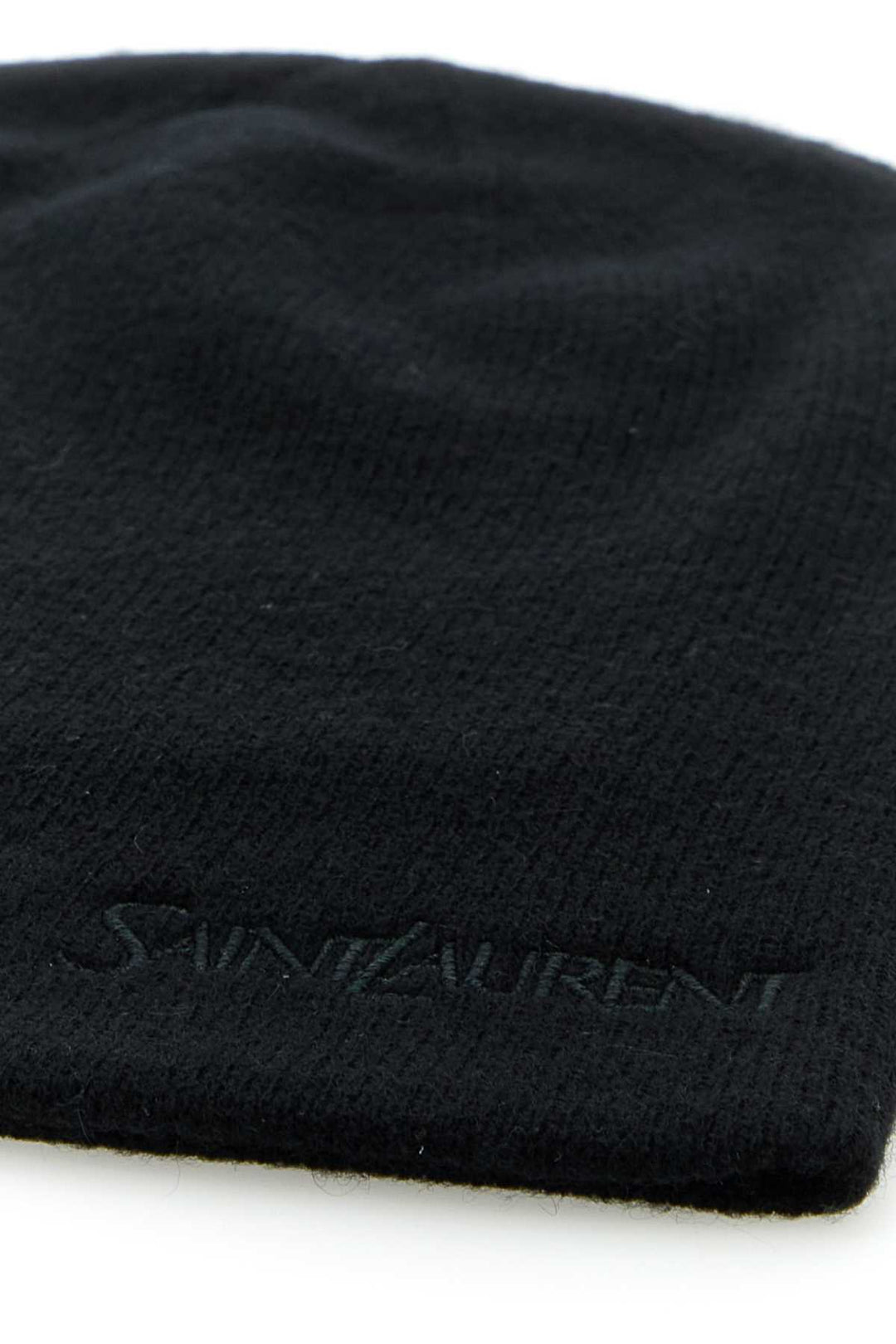 Saint Laurent Women Black Cashmere Beanie Hat
