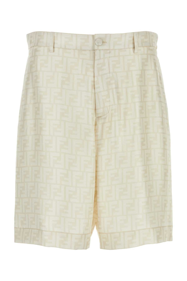 Fendi Men Embroidered Silk Bermuda Shorts