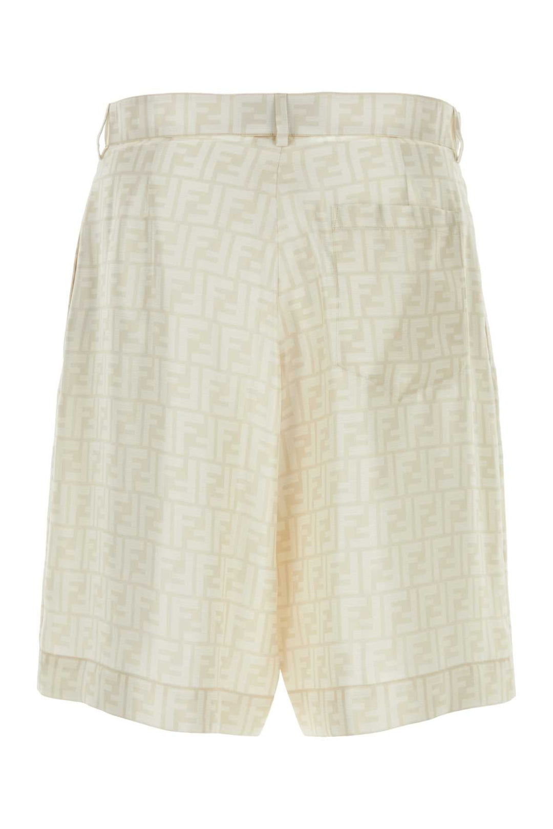 Fendi Men Embroidered Silk Bermuda Shorts
