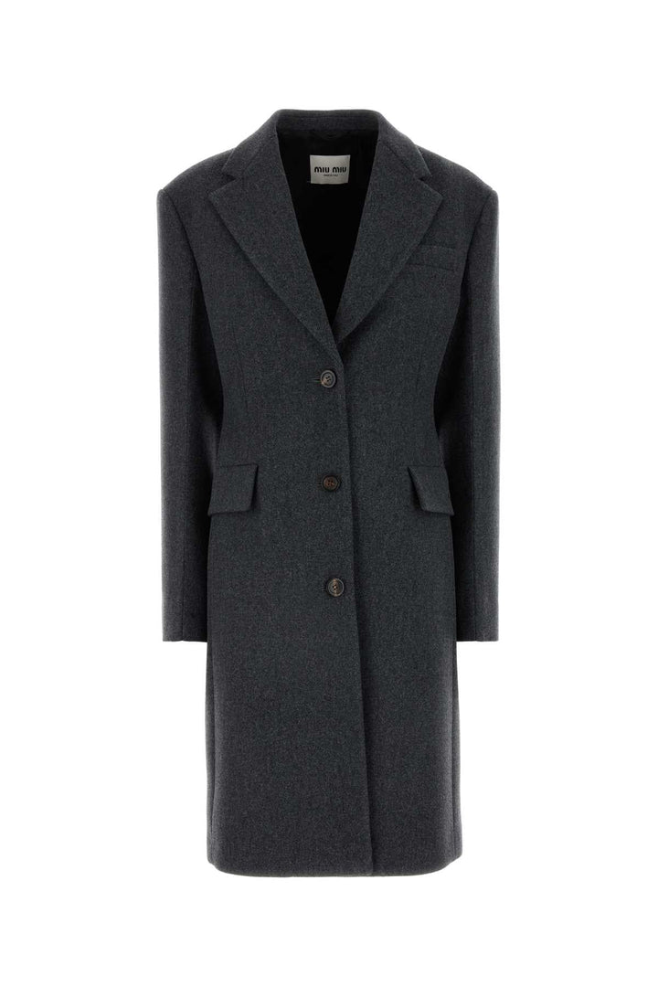 Miu Miu Women Dark Grey Wool Coat