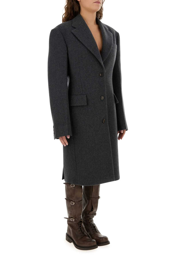 Miu Miu Women Dark Grey Wool Coat