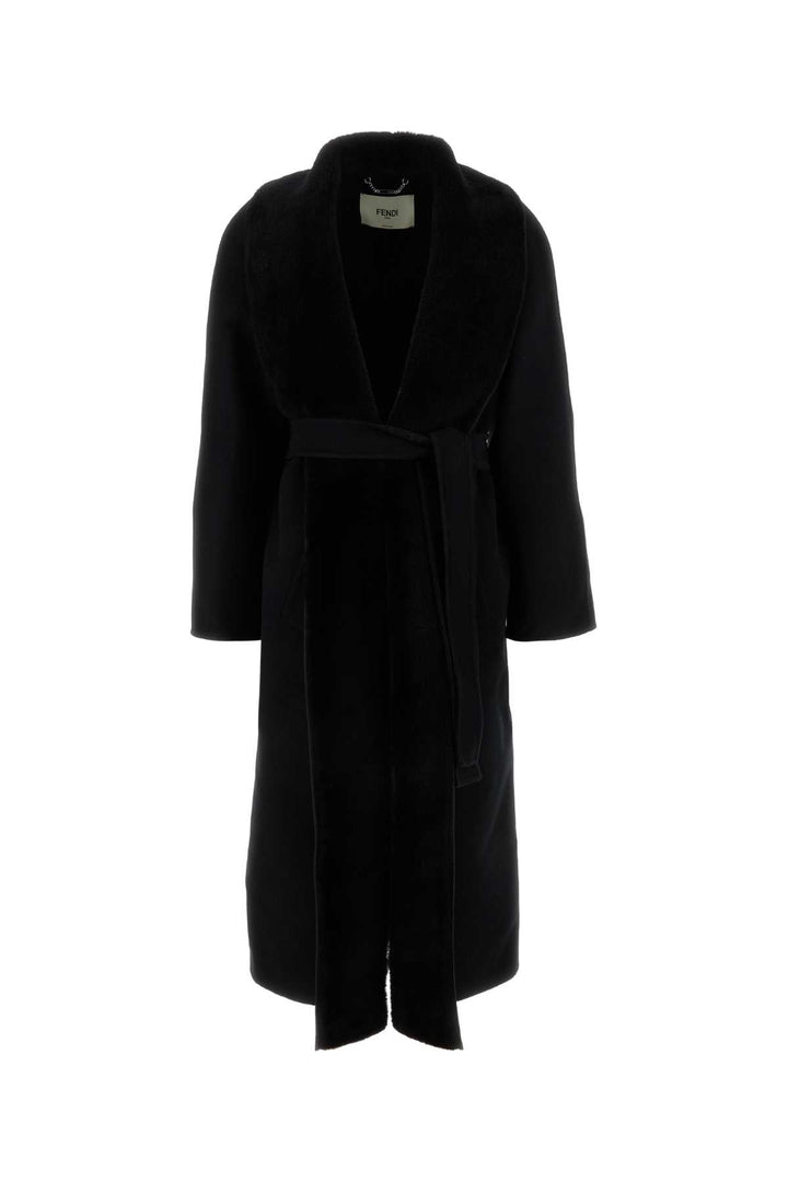 Fendi Women Black Wool Blend Coat
