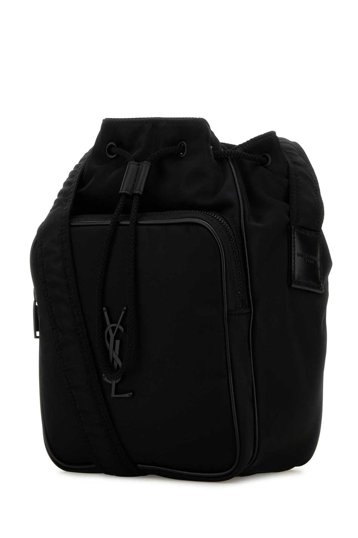 Saint Laurent Men Black Nylon Bucket Bag