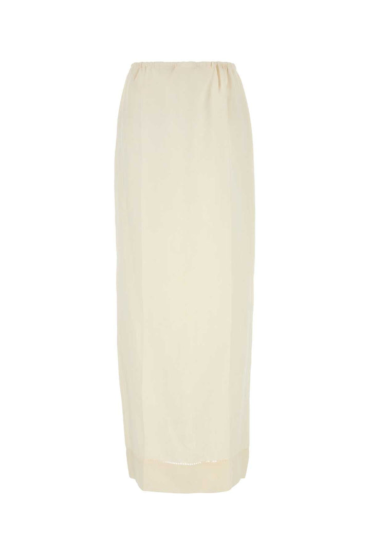 Prada Women Ivory Linen Skirt