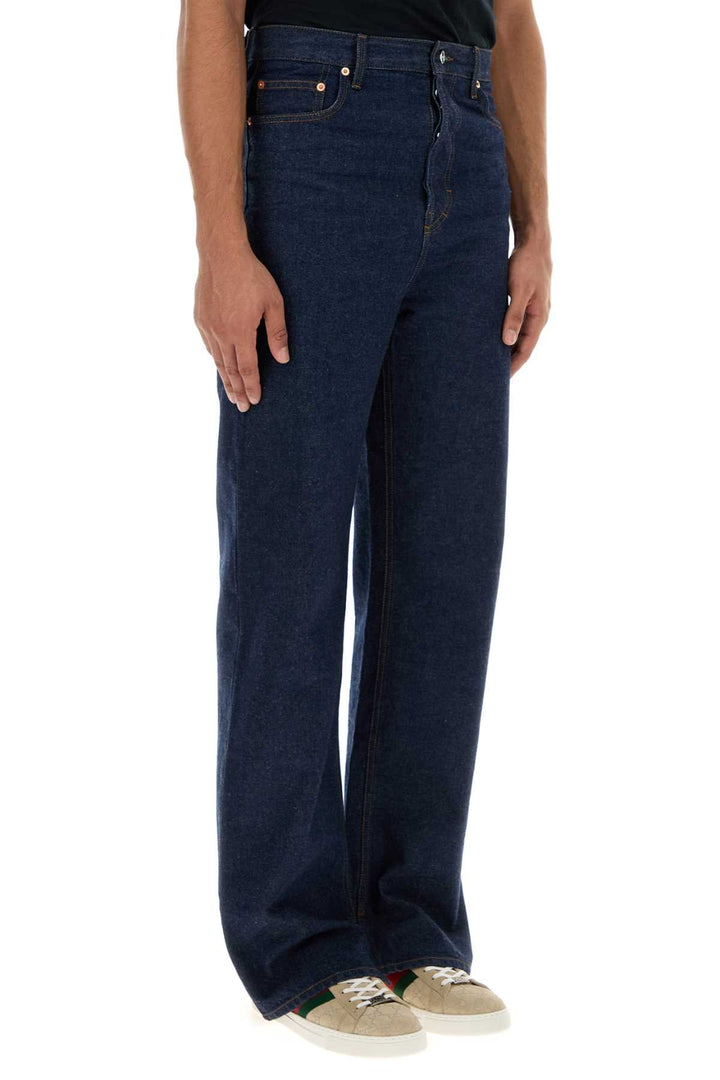 Gucci Men Blue Denim Wide-Leg Jeans
