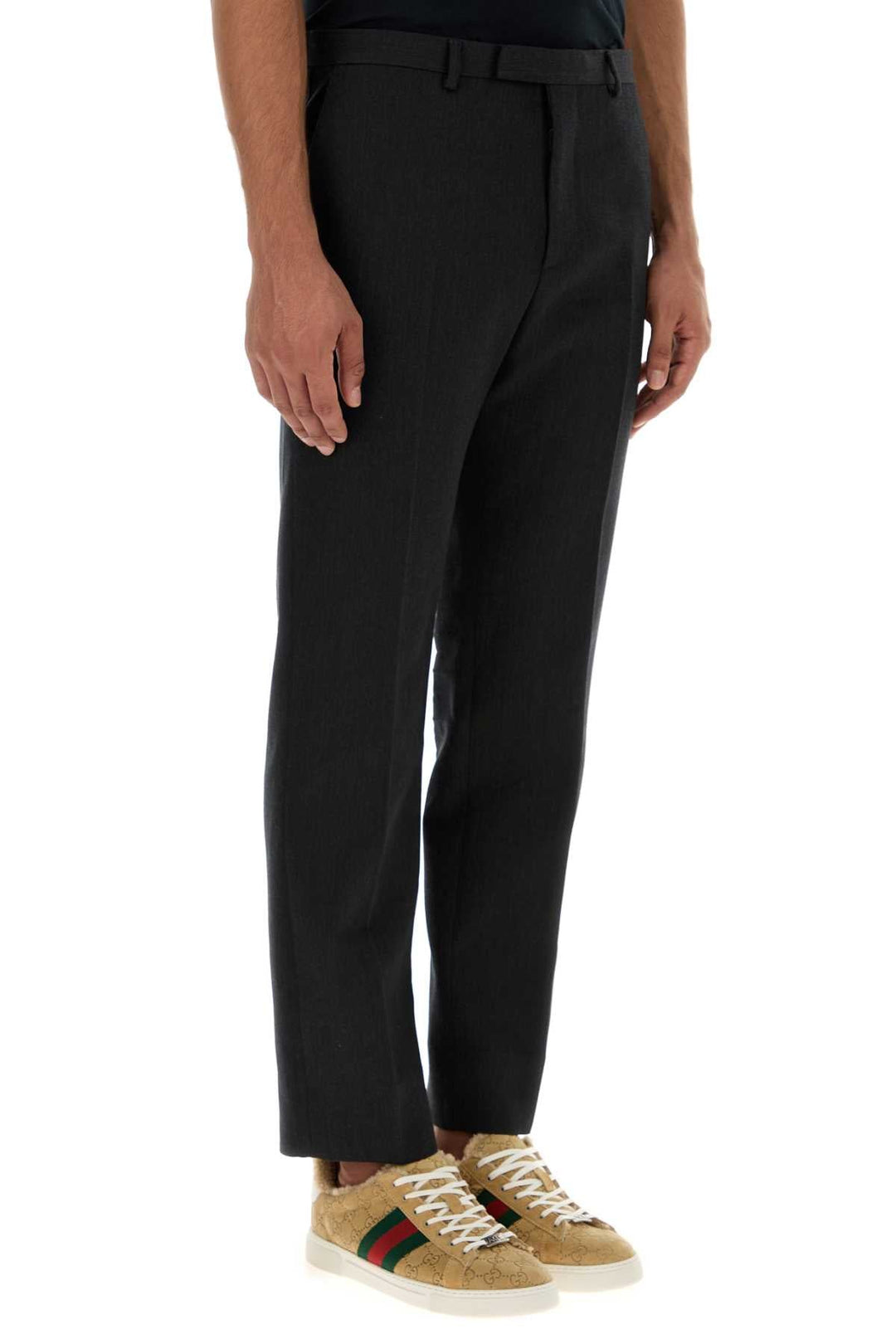 Gucci Men Charcoal Wool Pant