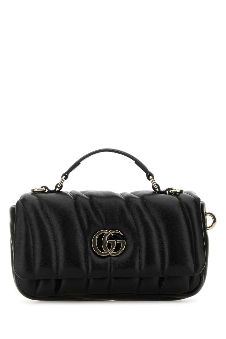Gucci Women Black Leather Gg Milano Handbag
