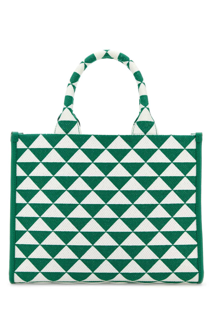 Prada Women Embroidered Fabric Small Symbole Shopping Bag