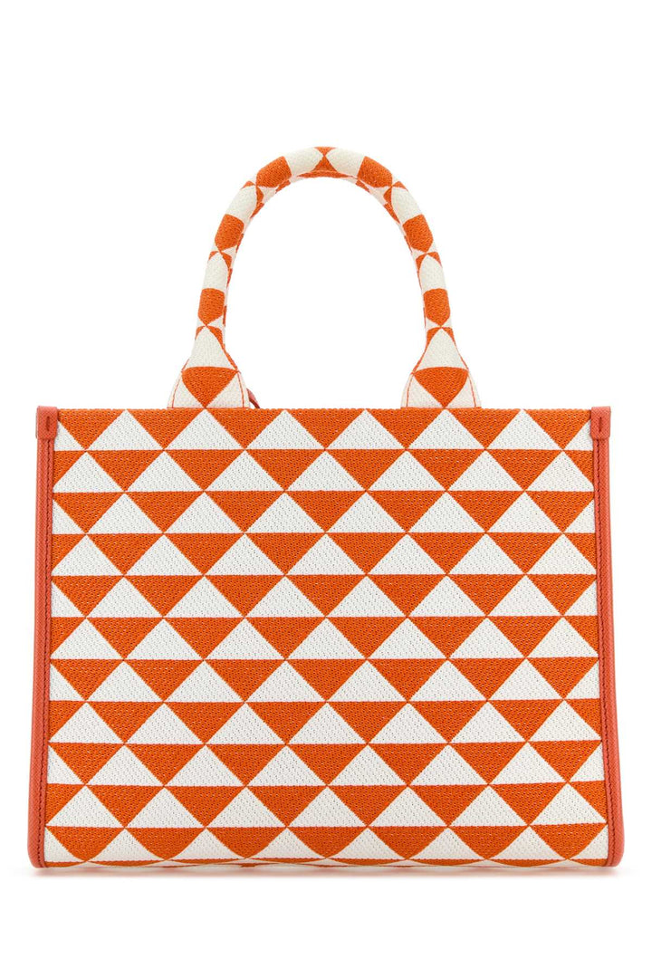 Prada Women Embroidered Fabric Small Symbole Shopping Bag