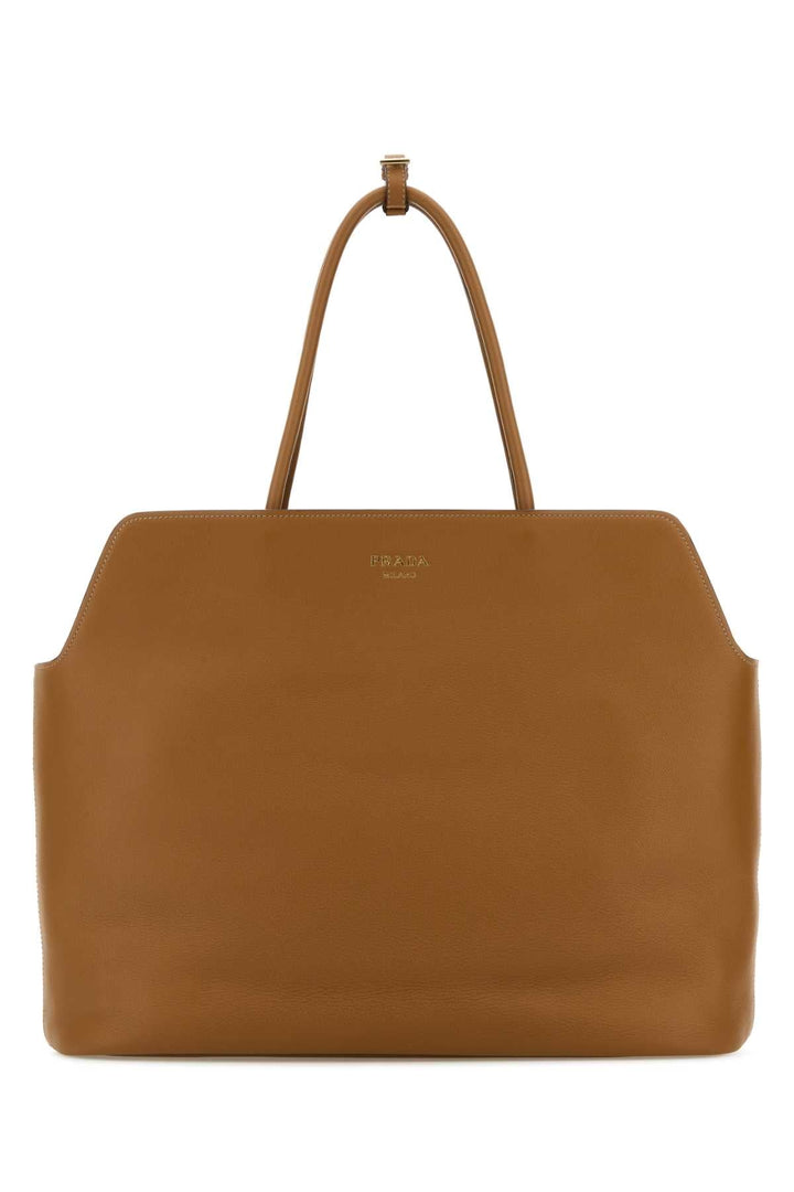 Prada Women Caramel Leather Shopping Bag