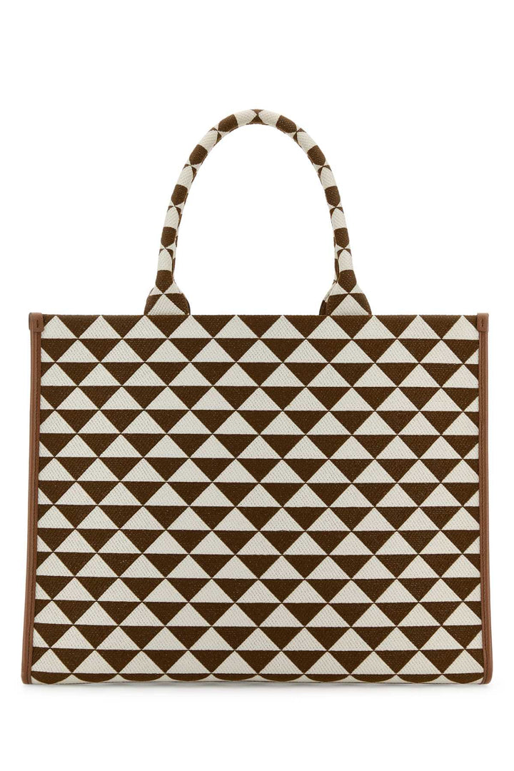 Prada Women Embroidered Fabric Large Symbole Shopping Bag