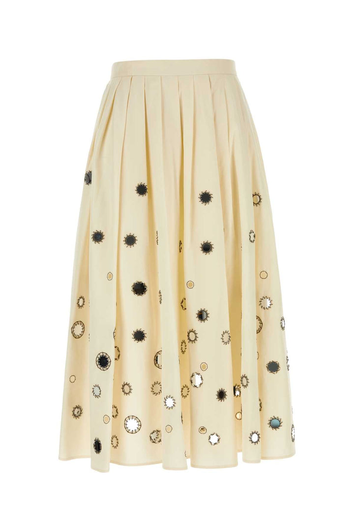 Prada Women Cream Cotton Skirt