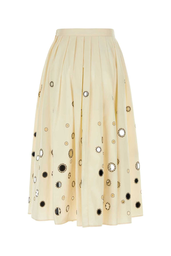 Prada Women Cream Cotton Skirt