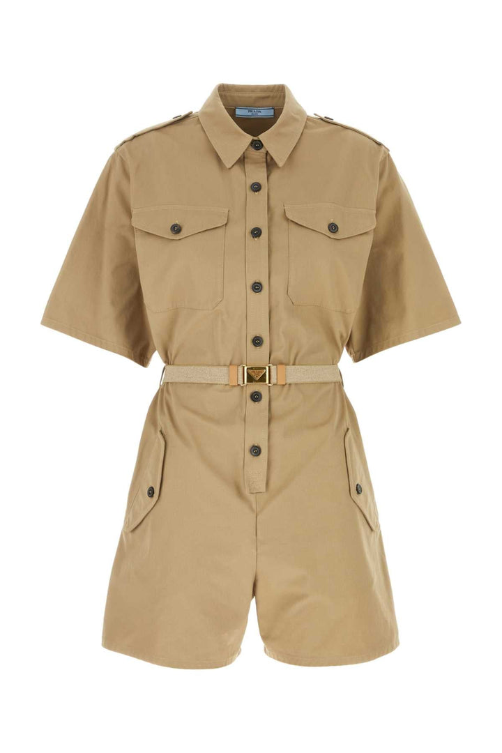 Prada Women Khaki Cotton Jumpsuit